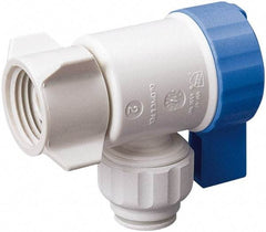 Value Collection - 3/8 x 1/2" Pipe, Full Port, Polysulfone Standard Ball Valve - Inline - Two Way Flow, Push Fit Ends, Lever Handle, 250 WOG, 200 WSP - Exact Industrial Supply
