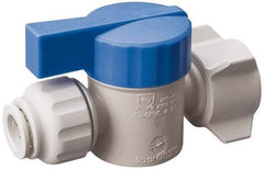 Value Collection - 1/4 x 1/2" Pipe, Full Port, Polysulfone Standard Ball Valve - Inline - Two Way Flow, Push Fit Ends, Lever Handle, 250 WOG, 200 WSP - Exact Industrial Supply