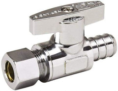 Value Collection - PEX 1/2 Inlet, 125 Max psi, Chrome Finish, Brass Water Supply Stop Valve - 3/8 Compression Outlet, Straight, Chrome Handle, For Use with Any Water Supply Shut Off Application - Exact Industrial Supply