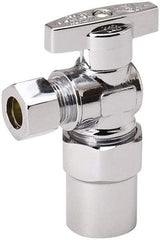 Value Collection - CPVC 1/2 Inlet, 125 Max psi, Chrome Finish, Brass Water Supply Stop Valve - 3/8 Compression Outlet, Angle, Chrome Handle, For Use with Any Water Supply Shut Off Application - Exact Industrial Supply