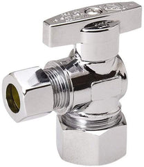 Value Collection - Compression 5/8 Inlet, 125 Max psi, Chrome Finish, Brass Water Supply Stop Valve - 3/8 Compression Outlet, Angle, Chrome Handle, For Use with Any Water Supply Shut Off Application - Exact Industrial Supply