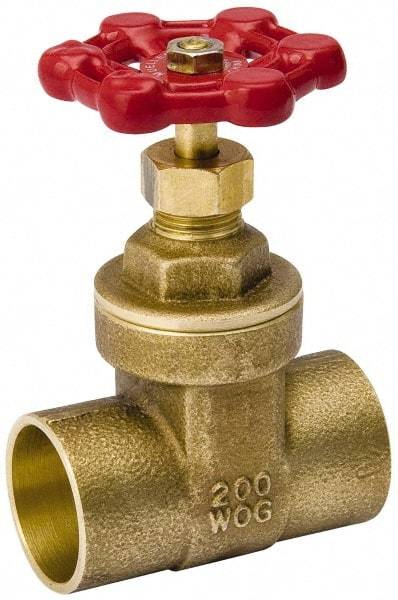 Value Collection - 3/4" Pipe, Class 150, C x C Brass Wedge Compact Gate Valve - 200 WOG, 200 WSP, Screw Over Bonnet, For Use with Water, Oil & Gas - Exact Industrial Supply