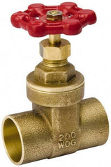 Value Collection - 3/4" Pipe, Class 150, C x C Brass Wedge Compact Gate Valve - 200 WOG, 200 WSP, Screw Over Bonnet, For Use with Water, Oil & Gas - Exact Industrial Supply