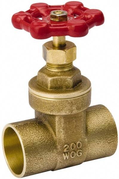 Value Collection - 1/2" Pipe, Class 150, C x C Brass Wedge Compact Gate Valve - 200 WOG, 200 WSP, Screw Over Bonnet, For Use with Water, Oil & Gas - Exact Industrial Supply