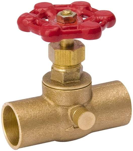 Value Collection - 3/4" Pipe, 125 psi WOG Rating, Brass Stop & Waste Valve - Lobe Type Handle, C x C End Connections, Use with Water, Oil, Air - Exact Industrial Supply