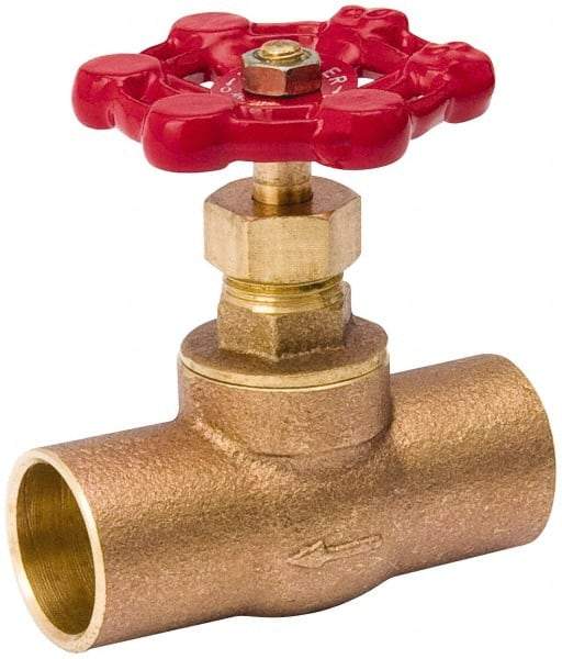 Value Collection - 3/4" Pipe, 125 psi WOG Rating, Brass, Stop Valve - Lobe Type Handle, C x C End Connections, Use with Water, Oil, Air - Exact Industrial Supply