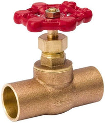 Value Collection - 1/2" Pipe, 125 psi WOG Rating, Brass, Stop Valve - Lobe Type Handle, C x C End Connections, Use with Water, Oil, Air - Exact Industrial Supply