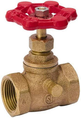 Value Collection - 1/2" Pipe, 125 psi WOG Rating, Brass Stop & Waste Valve - Lobe Type Handle, IPS End Connections, Use with Water, Oil, Air - Exact Industrial Supply