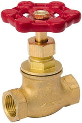 Value Collection - 3/4" Pipe, 125 psi WOG Rating, Brass, Stop Valve - Lobe Type Handle, IPS End Connections, Use with Water, Oil, Air - Exact Industrial Supply