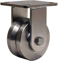 Hamilton - 4" Diam x 2" Wide, Stainless Steel Rigid Caster - 850 Lb Capacity, Top Plate Mount, 4" x 4-1/2" Plate, Delrin Bearing - Exact Industrial Supply