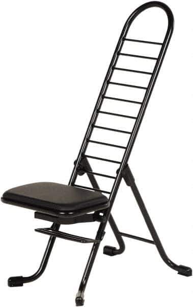 Vestil - 16-3/4" Wide x 21-1/4" Deep x 13" & 34" High, Steel Folding Chair with 1" Padded Seat - Black - Exact Industrial Supply