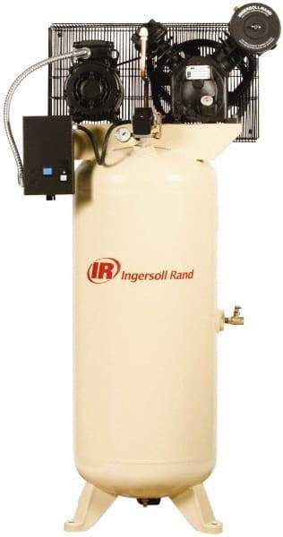 Ingersoll-Rand - 5 hp, 60 Gal Stationary Electric Vertical Air Compressor - Three Phase, 175 Max psi, 14 CFM, 460 Volt - Exact Industrial Supply