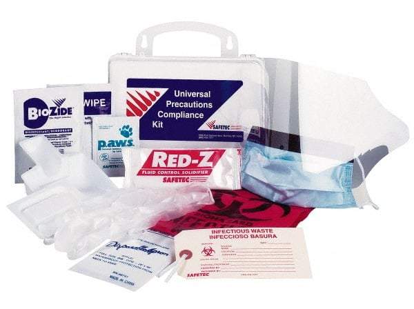 Medique - 13 Piece, Body Fluid Clean-Up First Aid Kit - 6-1/4" Wide x 3" Deep x 6" High, Cardboard - Exact Industrial Supply