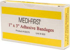 Medique - 3" Long x 1" Wide, General Purpose Self-Adhesive Bandage - Yellow, Plastic Bandage - Exact Industrial Supply