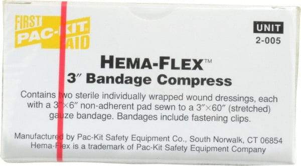 Medique - 3" Long x 3" Wide, General Purpose Compress - Yellow, Compress Bandage - Exact Industrial Supply