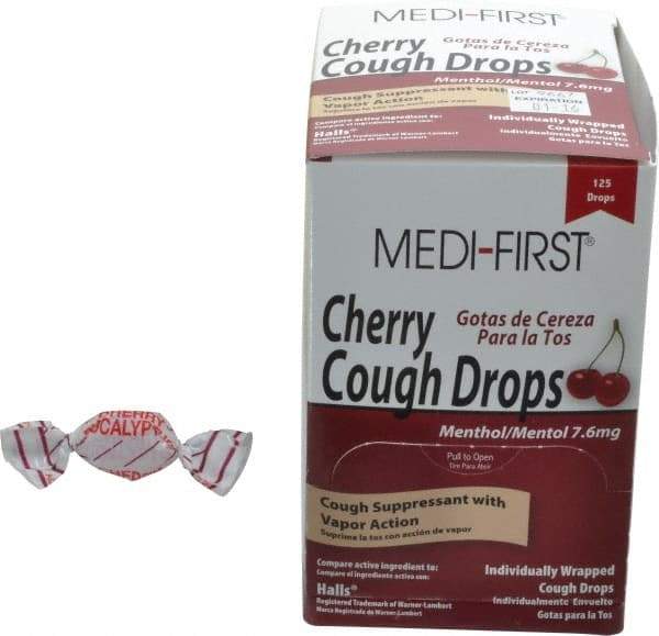 Medique - Cherry Flavor Medi-First Cough Drops Lozenges - Sore Throat Relief - Exact Industrial Supply