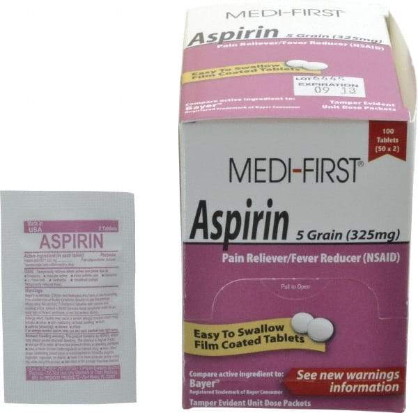 Medique - Medi-First Aspirin Tablets - Headache & Pain Relief - Exact Industrial Supply