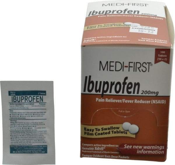 Medique - Medi-First Ibuprofen Tablets - Headache & Pain Relief - Exact Industrial Supply