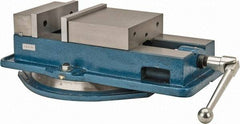 Interstate - 8" Jaw Width, 8-1/4" Jaw Opening Capacity, Horizontal Swivel Machine Vise - Manual Operation, 1 Station, 21-3/4" Long x 5-5/16" High x 2" Deep, 2" Jaw Height - Exact Industrial Supply