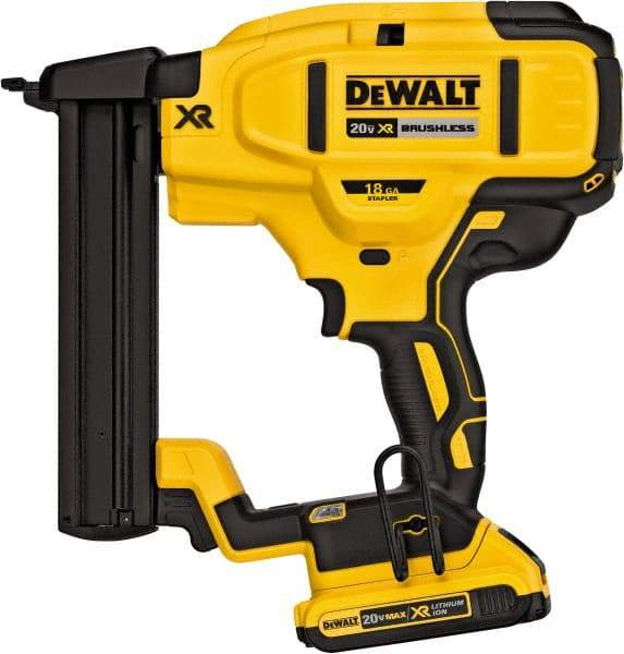 DeWALT - 1/4" Crown, 18 Gauge, 100 Staple Capacity Power Stapler - Includes Kit Bag; 20V Max Battery - Exact Industrial Supply