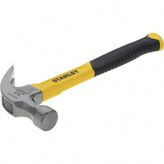 Stanley - 20 oz Head, Straight Rip Claw Hammer - 12.8" OAL, Steel Head, 1.18" Face Diam, Smooth Face, Fiberglass Handle with Grip - Exact Industrial Supply