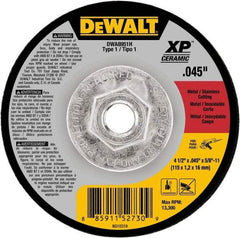 DeWALT - 4-1/2" Ceramic Cutoff Wheel - 0.045" Thick, 5/8-11 Arbor, 13,300 Max RPM, Use with Angle Grinders - Exact Industrial Supply