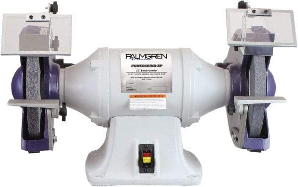 Palmgren - 10" Wheel Diam x 1" Wheel Width, 1-1/2 hp Grinder - 1" Arbor Hole Diam, 1 Phase, 1,725 Max RPM, 115/230 Volts - Exact Industrial Supply