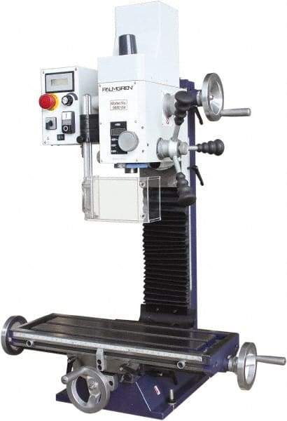 Palmgren - 7" Table Width x 19-11/16" Table Length, Electronic Variable Speed Control, 1 Phase Knee Milling Machine - 2MT Spindle Taper, 1-1/4 hp - Exact Industrial Supply