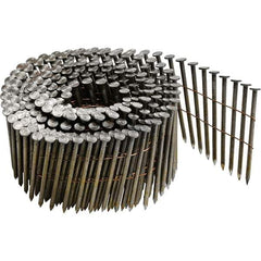 DeWALT - 13 Gauge 2-1/2" Long Roofing Nails for Power Nailers - Steel, Bright Finish, Smooth Shank, Coil Collation, Round Head, Blunt Diamond Point - Exact Industrial Supply