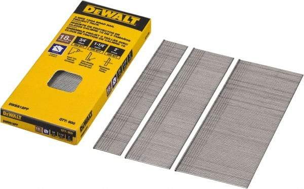 DeWALT - 18 Gauge 2" Long Brad Nails for Power Nailers - Steel, Bright Finish, Smooth Shank, Angled Stick Collation, Round Head, Chisel Point - Exact Industrial Supply