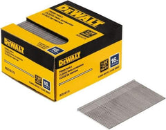 DeWALT - 16 Gauge 1-3/4" Long Finishing Nails for Power Nailers - Steel, Bright Finish, Smooth Shank, Angled Stick Collation, Round Head, Chisel Point - Exact Industrial Supply