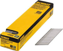 DeWALT - 15 Gauge 1-1/2" Long Finishing Nails for Power Nailers - Steel, Bright Finish, Smooth Shank, Angled Stick Collation, Round Head, Chisel Point - Exact Industrial Supply