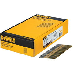 DeWALT - 9 Gauge 3-1/4" Long Framing Nails for Power Nailers - Steel, Bright Finish, Smooth Shank, Angled Stick Collation, Round Head - Exact Industrial Supply