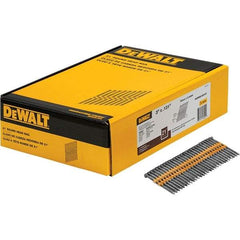 DeWALT - 9 Gauge 3" Long Framing Nails for Power Nailers - Steel, Bright Finish, Smooth Shank, Angled Stick Collation, Round Head - Exact Industrial Supply