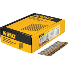 DeWALT - 11 Gauge 3" Long Framing Nails for Power Nailers - Steel, Galvanized Finish, Ring Shank, Angled Stick Collation, Round Head - Exact Industrial Supply