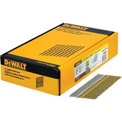 DeWALT - 9 Gauge 3-1/4" Long Framing Nails for Power Nailers - Steel, Galvanized Finish, Smooth Shank, Angled Stick Collation, Round Head - Exact Industrial Supply