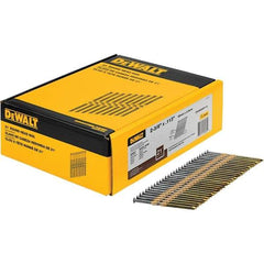DeWALT - 12 Gauge 2.38" Long Framing Nails for Power Nailers - Steel, Bright Finish, Smooth Shank, Angled Stick Collation, Round Head - Exact Industrial Supply