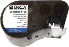 Brady - 1-1/2" Wide, Black & White Vinyl Labels - For BMP51 Label Printer, BMP53 Label Printer - Exact Industrial Supply