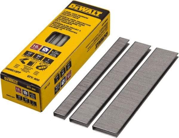 DeWALT - 1/2" Long x 0.05" Wide, 18 Gauge Crowned Construction Staple - Steel, Galvanized Finish, Chisel Point - Exact Industrial Supply