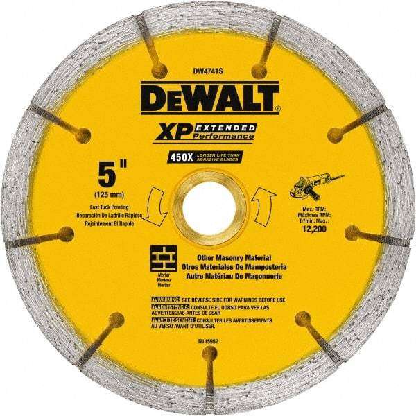 DeWALT - 5" Diam x 7/8" Hole x 1/4" Thick, I Hardness, Surface Grinding Wheel - Diamond, Type 1, Fine Grade - Exact Industrial Supply