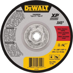 DeWALT - 24 Grit, 6" Wheel Diam, Type 27 Depressed Center Wheel - Coarse/Medium Grade, Ceramic, N Hardness, 10,100 Max RPM - Exact Industrial Supply