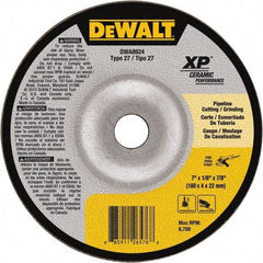 DeWALT - 24 Grit, 7" Wheel Diam, 7/8" Arbor Hole, Type 27 Depressed Center Wheel - Coarse/Medium Grade, Ceramic, N Hardness, 8,700 Max RPM - Exact Industrial Supply