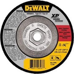 DeWALT - 24 Grit, 5" Wheel Diam, Type 27 Depressed Center Wheel - Coarse/Medium Grade, Ceramic, N Hardness, 12,200 Max RPM - Exact Industrial Supply