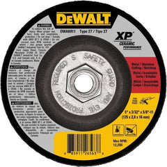 DeWALT - 24 Grit, 5" Wheel Diam, Type 27 Depressed Center Wheel - Coarse/Medium Grade, Ceramic, N Hardness, 12,200 Max RPM - Exact Industrial Supply