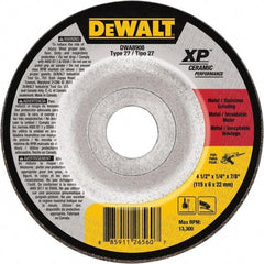 DeWALT - 24 Grit, 4-1/2" Wheel Diam, 7/8" Arbor Hole, Type 27 Depressed Center Wheel - Coarse/Medium Grade, Ceramic, N Hardness, 13,300 Max RPM - Exact Industrial Supply