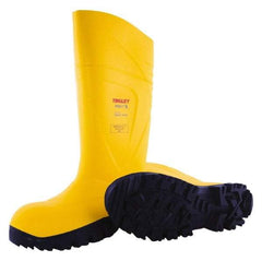 Tingley - Unisex Size 6 Medium Width Steel Knee Boot - Yellow, Navy, Polyurethane Upper, Polyurethane Outsole, 15" High, Pull-On - Exact Industrial Supply