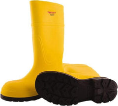 Tingley - Unisex Size 13 Medium Width Steel Knee Boot - Yellow, Navy, Polyurethane Upper, Polyurethane Outsole, 15" High, Pull-On - Exact Industrial Supply