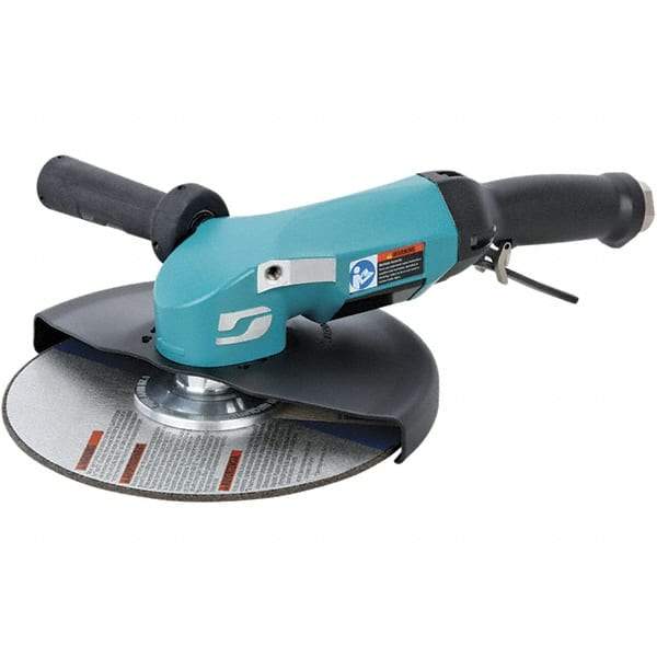 Dynabrade - 9" Wheel Diam, 6,500 RPM, Pneumatic Angle & Disc Grinder - 5/8-11 Spindle, 115 CFM, Adjustable Exhaust - Exact Industrial Supply