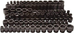 Blackhawk by Proto - 86 Piece 3/8" & 1/2" Drive Deep Well Impact Socket Set - 6 Points, 5/16" to 1" (7mm to 22mm) Range, Inch/Metric Measurement Standard - Exact Industrial Supply