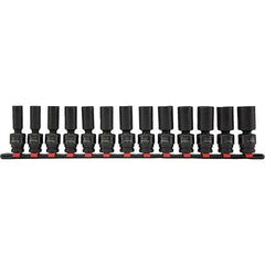 Blackhawk by Proto - 13 Piece 1/2" Drive Deep Well Impact Socket Set - 6 Points, 12mm to 24mm Range, Metric Measurement Standard - Exact Industrial Supply